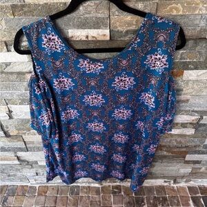 Emily Stacy Floral Blue and Purple Women's Top
